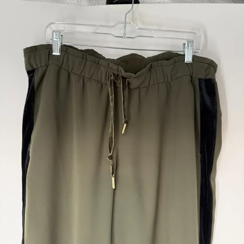Lululemon On The Fly Jogger Velvet Trim Womens 12 Olive Travel Woven W5CMTS